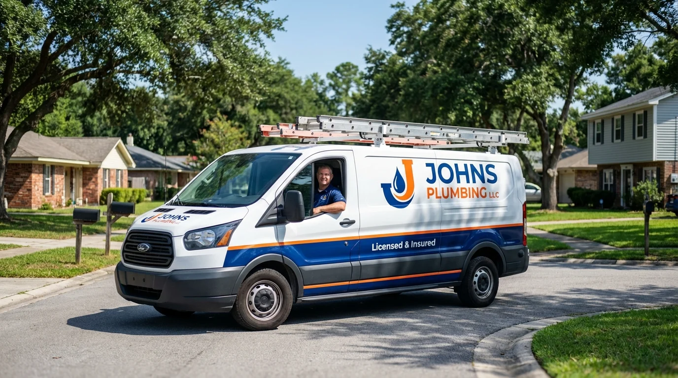 Johns Plumbing LLC service van in New Berlinville, PA