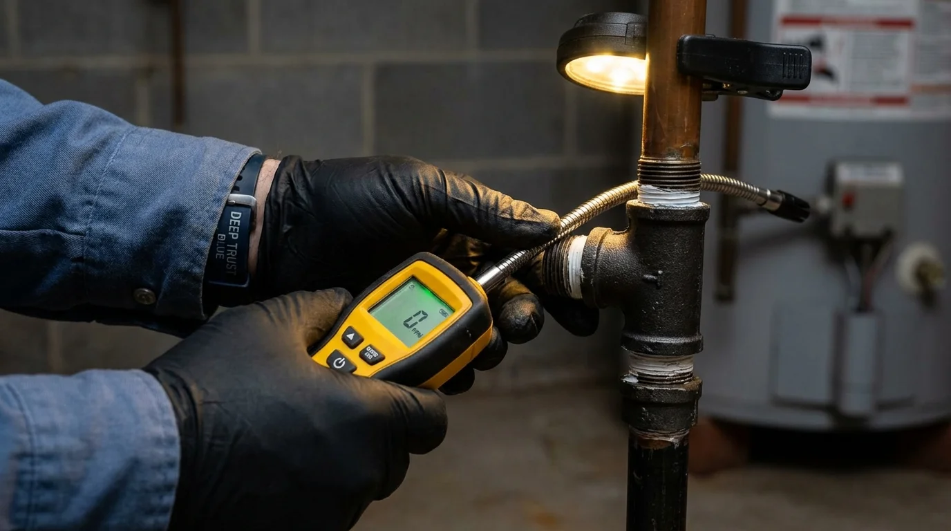 Gas leak detection with electronic sniffer by Johns Plumbing LLC in New Berlinville