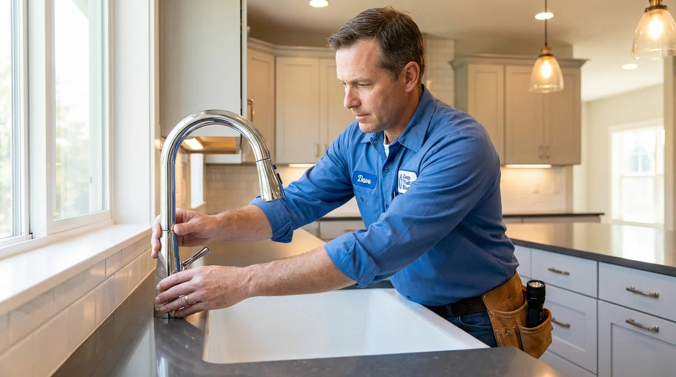 Kitchen faucet installation by Johns Plumbing LLC in New Berlinville