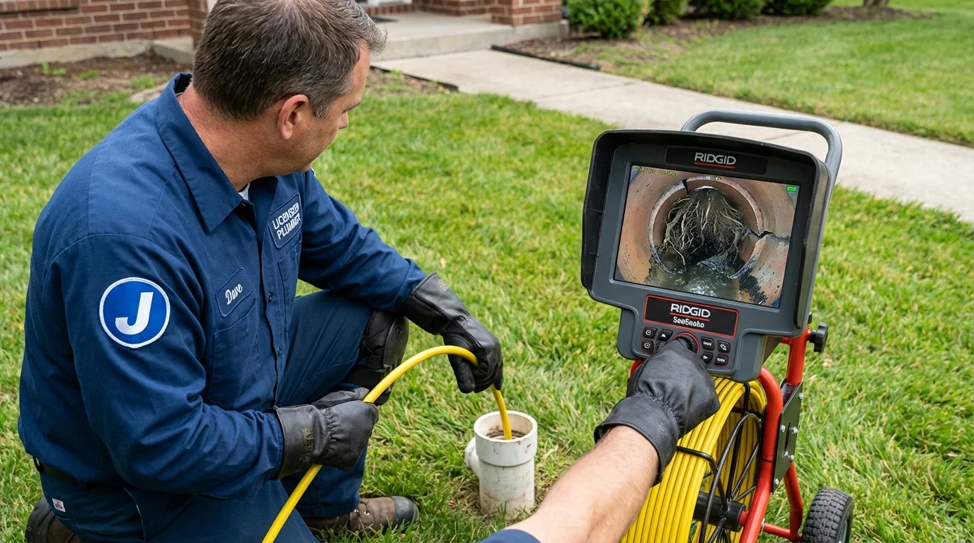 Sewer camera inspection being performed by Johns Plumbing LLC in New Berlinville