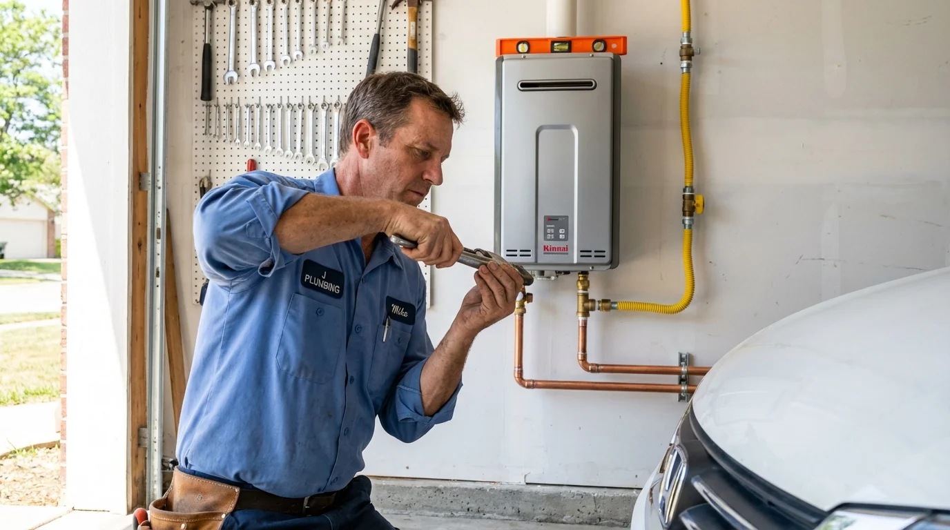 Tankless water heater installation by a Johns Plumbing LLC plumber in New Berlinville